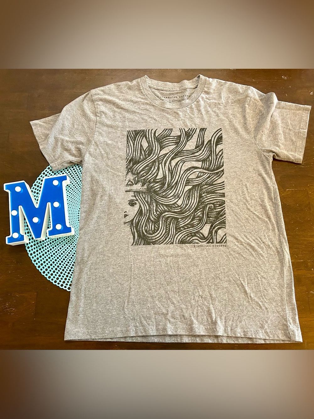 Starbucks Reserve Siren L Gray T-Shirt; Unisex